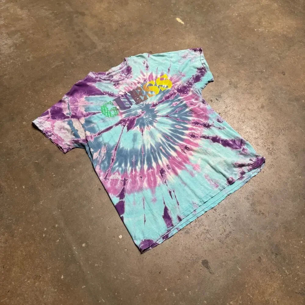 Vtg Tie-Dye GUESS T-Shirt – Multicolor Spiral Graphic Logo Tee – Delta Tag – SzL - Picture 11 of 11